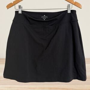 Athleta Black Skort Sz M Tennis Golf or Casual Zipped Side Pocket 17 1/4" Skirt